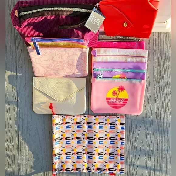 Makeup bag bundle 10 new zip & drawstring bags ipsy & ulta - Picture 13 of 14